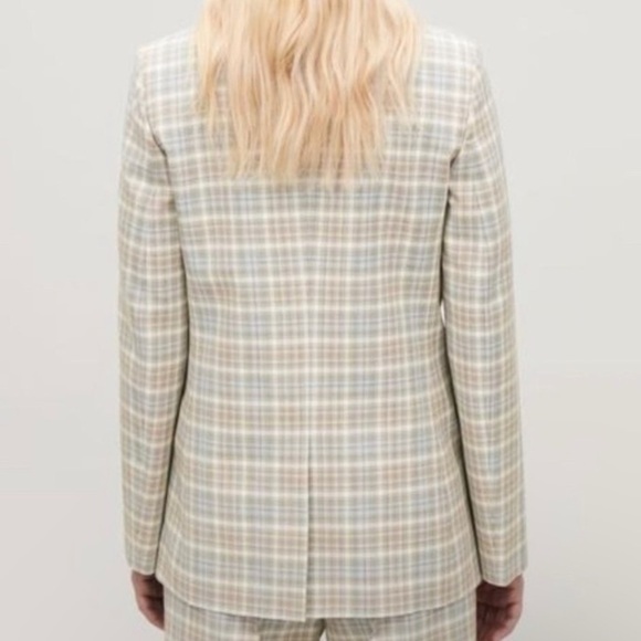 COS Checked Plaid Wool Blend One Button Tailored Blazer - Picture 6 of 16